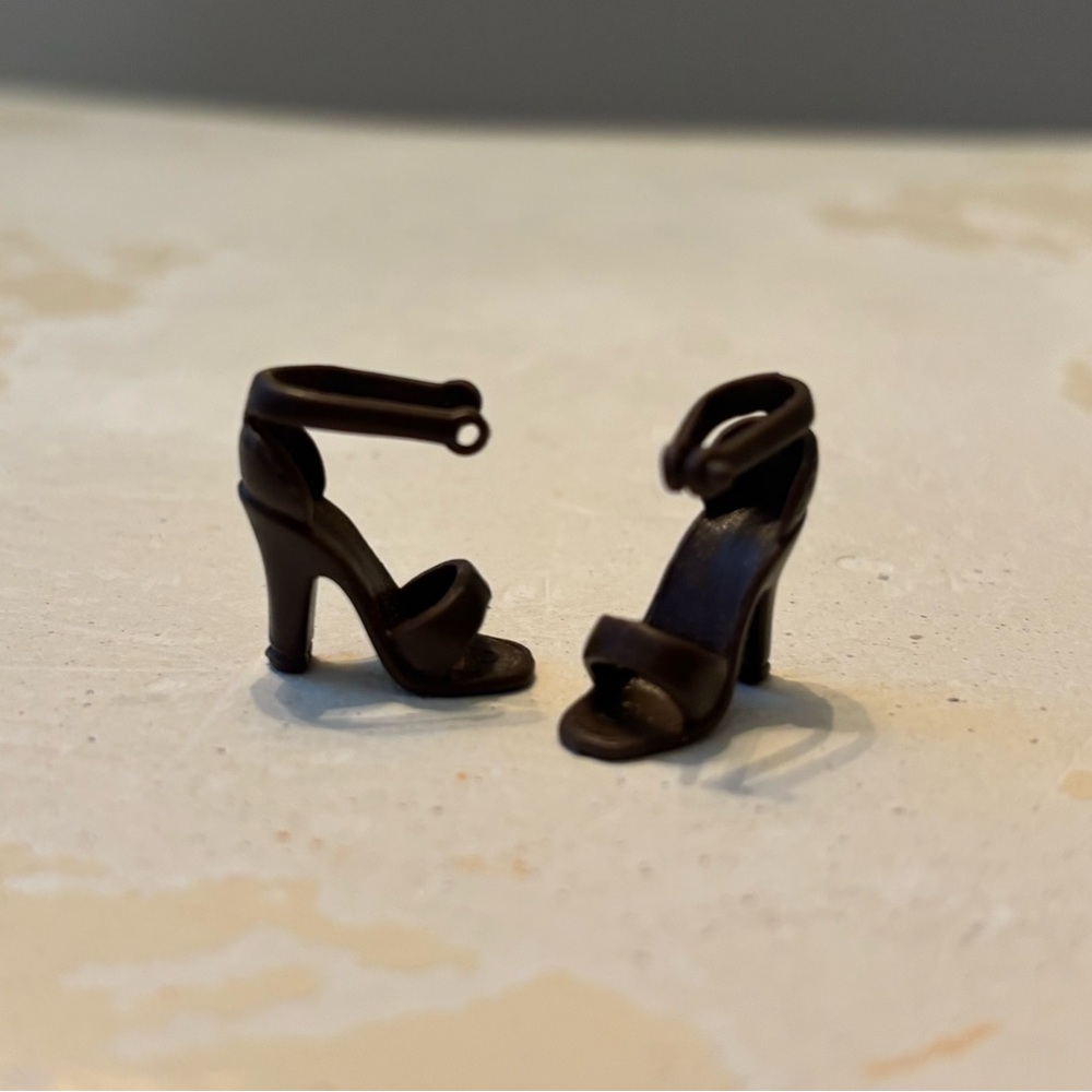 Barbie Doll Chocolate Brown Open Toe Ankle Strap Heels